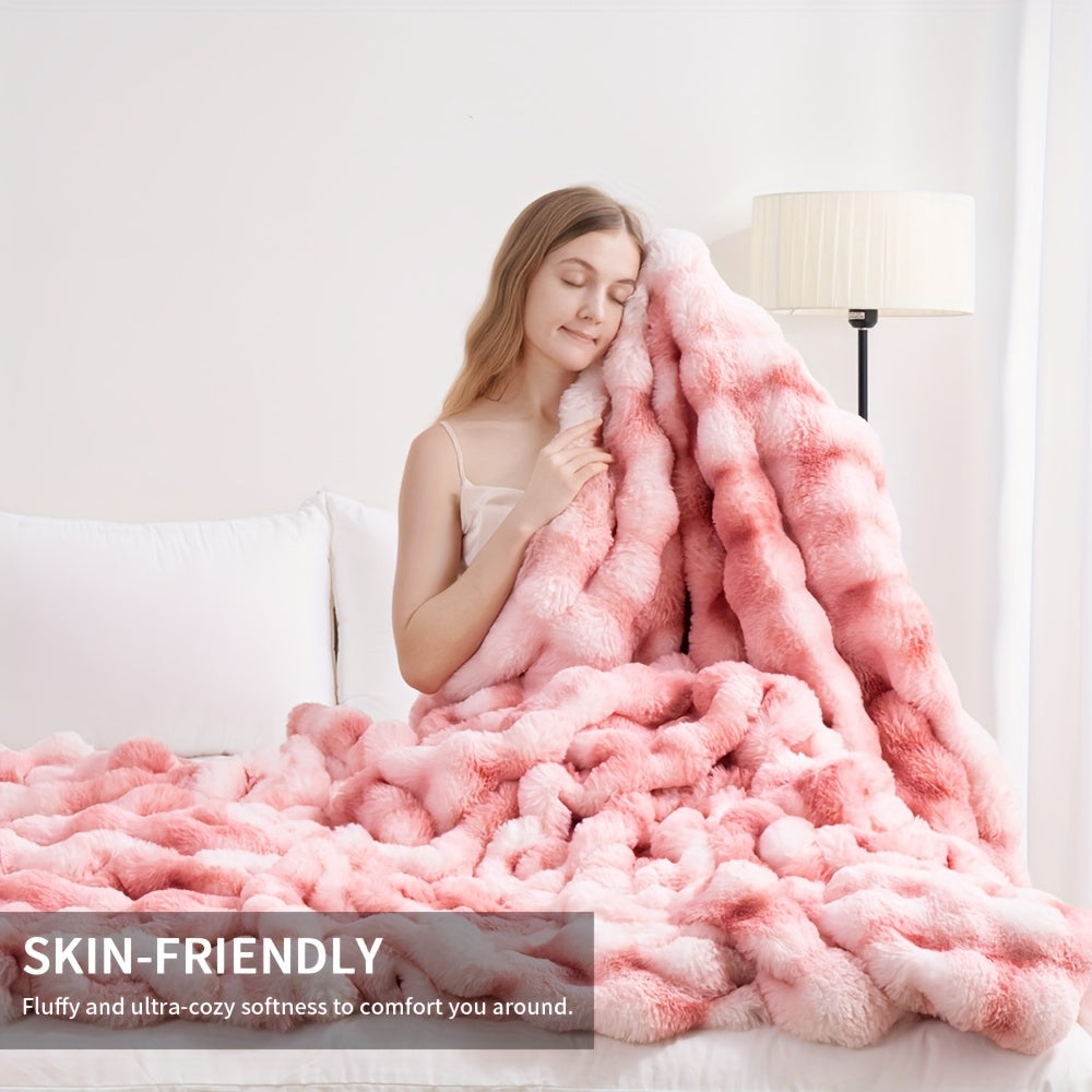 1pc Orhopui Faux Rabbit Fleece Blanket, Soft Warm Throw Blanket, For Bedroom Guest Room Living Room Student Dormitory Car Sofa Travel, Multifunctional Blanket, For All Season, Random Colors Are Available As An Option.