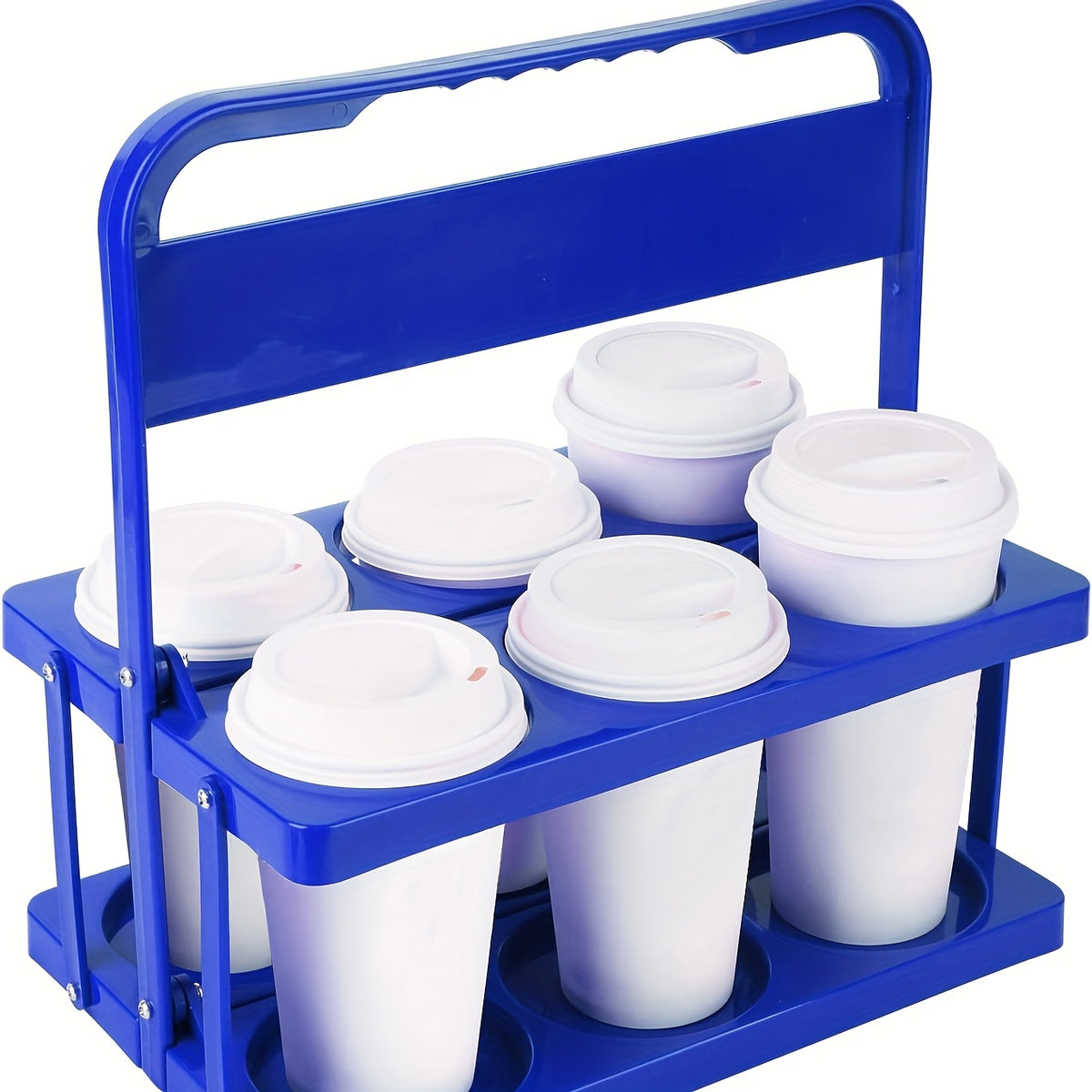 Foldable Drink Carrier with Handle, Reusable Plastic Holder for Up to Six Cups or Cans, Portable Beverage Organizer for Delivery Picnics and Gatherings