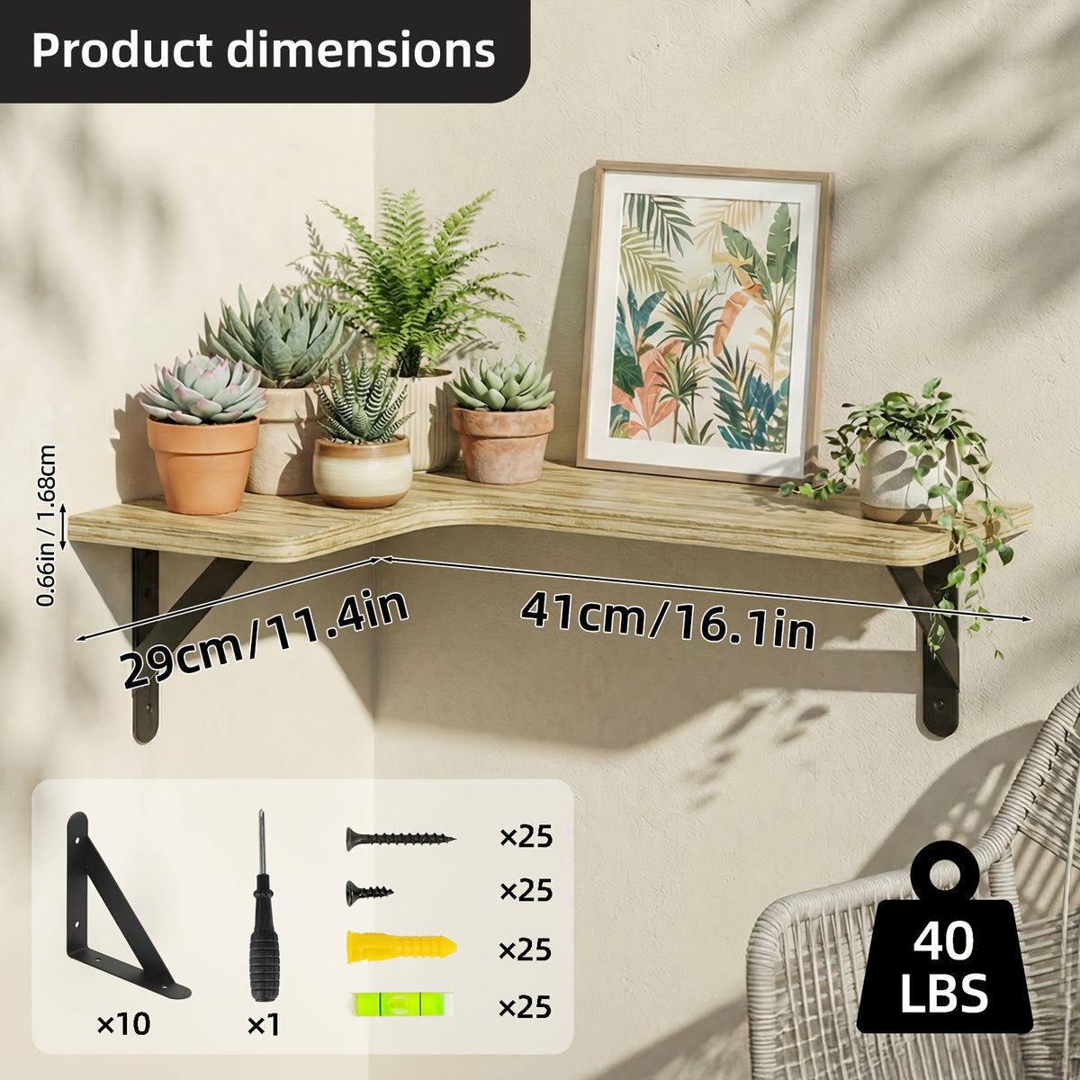 4/5pcs Corner Shelves For Outdoor Plant, Floating Corner Shelf, Rustic Wood Wall Mounted Corner Shelf, Gift For Plant Lovers, For Bathroom, Kitchen, Bedroom, Home Decor, Laundry Room, Living Room