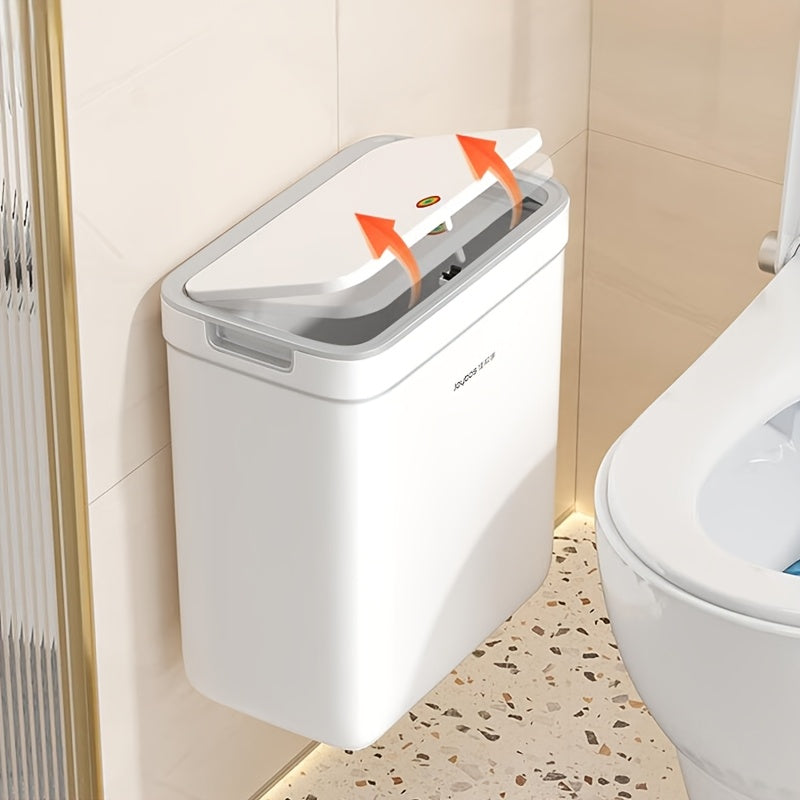 1pc Joybos Wall-Mounted Trash Can with Odor-Sealing Lid, Space-Saving No Power Needed, Durable Plastic Rectangular Design for Bathroom, Bedroom, Office & Dorm, Bathroom Waste Bin, Minimalist Design, Easy to Clean, Odorsealing Bin, Office Supplies