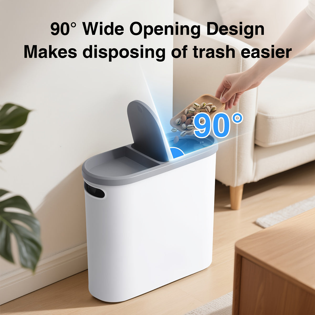 2/1pc Compact And Durable Plastic Bathroom Trash Can | with Built-In Handles, Rustproof, Space-Saving Design, Ideal for Small Spaces in Bathroom, Laundry, And Home Office(Includes Trash Bags)