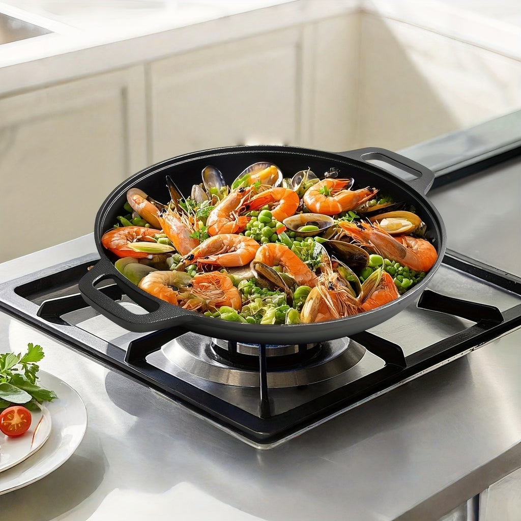 1/2/3pcs Cast Iron Pan, Pre Seasoned, Outdoor Camping Cookware Multifunctional, Non-stick, for Pizza Lovers, Home Kitchens, Outdoor Cooking, Durable, Even-Heating, Versatile, Compatible with All Stoves, Perfect for Home Kitchens And Outdoor Cooking