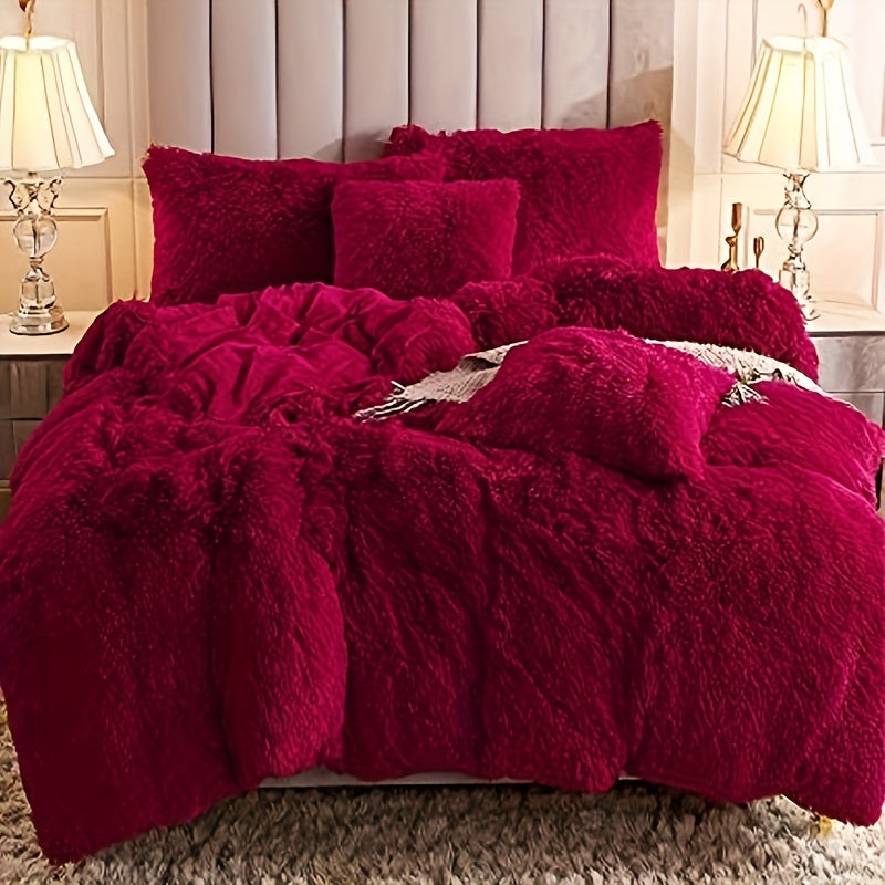 Plush Duvet Cover Set with 2 Pillowcases, 3-Piece Zipper Closure Bedding in Solid and Tie Dye Colors for Bedrooms, Guest Rooms and Dorms, No Insert