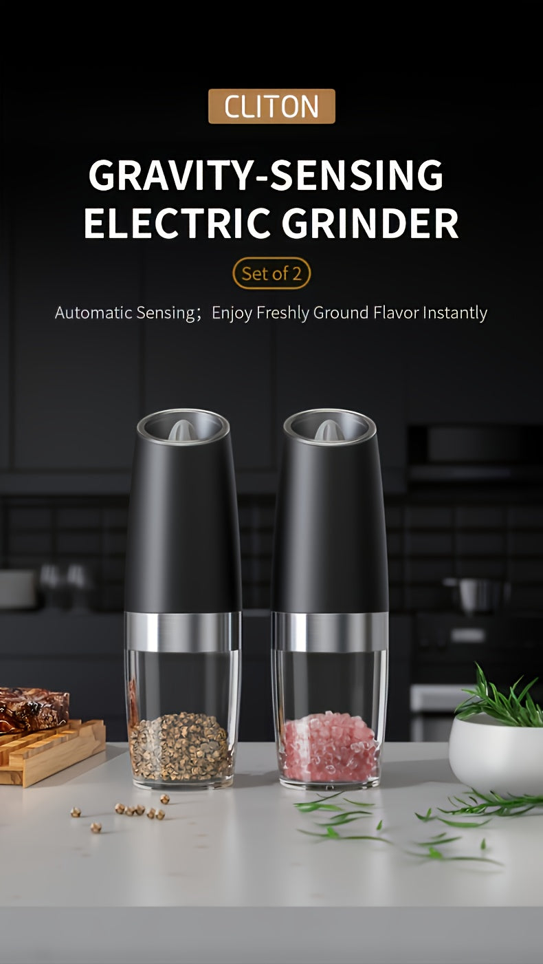 1pc/2pcs Electric Salt and Pepper Grinder Set with LED Lights - Large Capacity, Gravity-Driven Mechanism, Multi-Color Options (Red/)