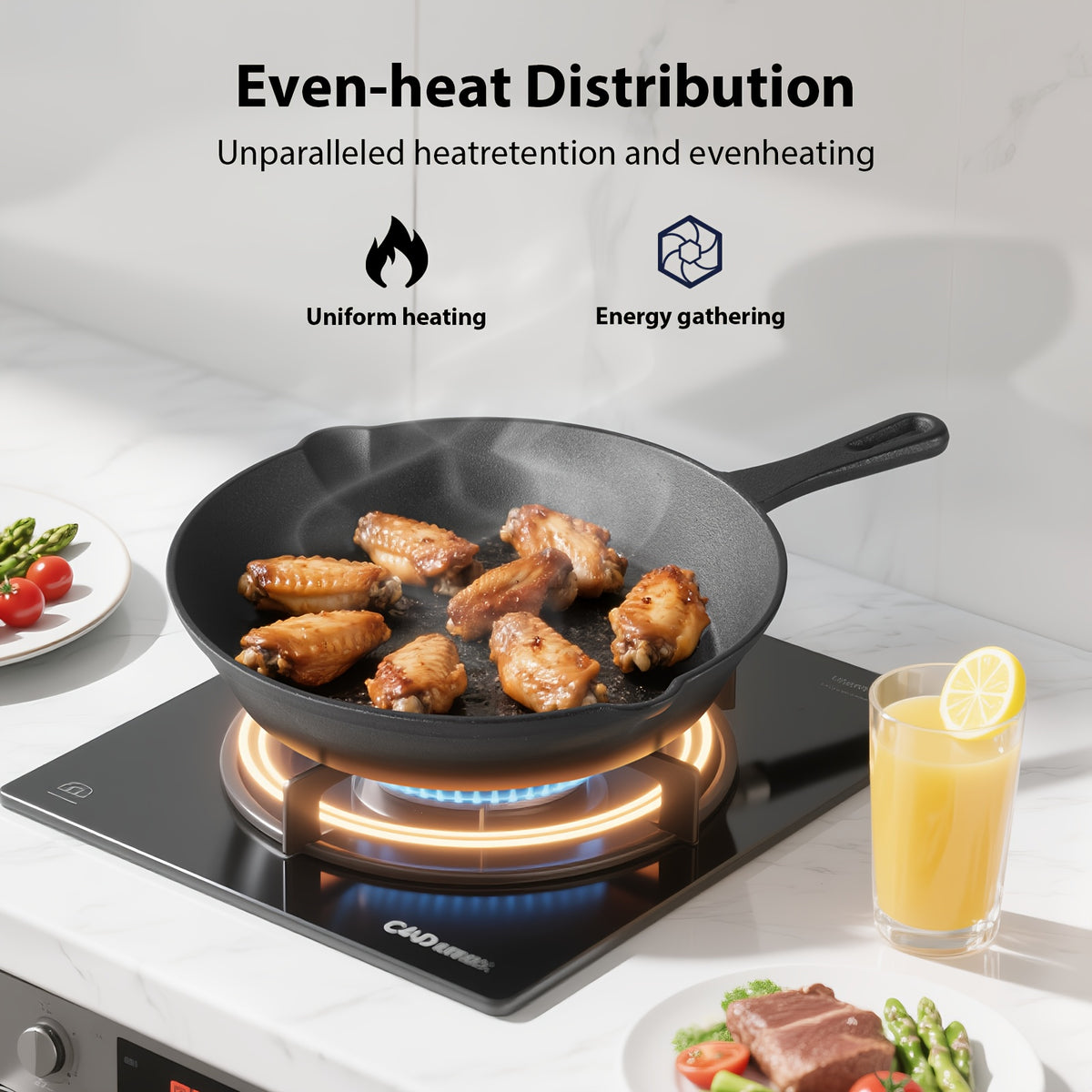 3/4/5pcs Cast Iron Skillet Set, Professional-Grade Commercial Quality Pre-Seasoned Cookware, Suitable for Frying, Sautéing, and Cooking, Usable Indoors/Outdoors, in Ovens, and on Grills