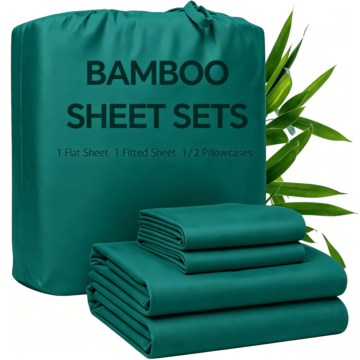3/4pcs Bamboo Bed Sheet Set with Pillowcases, 16" Deep Pockets Soft Breathable Fitted Sheet, Queen King Size Bed Sheets, Bedroom Home Decor Bedding for Daily Use