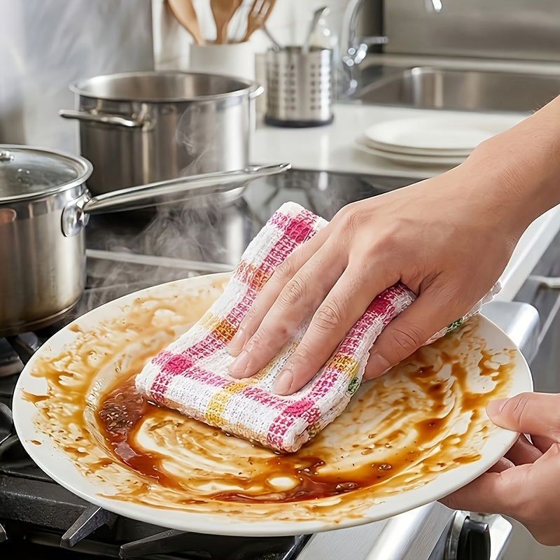 Absorbent Dish Cloth Set, 12-Pack 12 x 12 Inch Reusable Kitchen Towels in Assorted Colors for Dishwashing, Scrubbing and Everyday Counter Cleanup