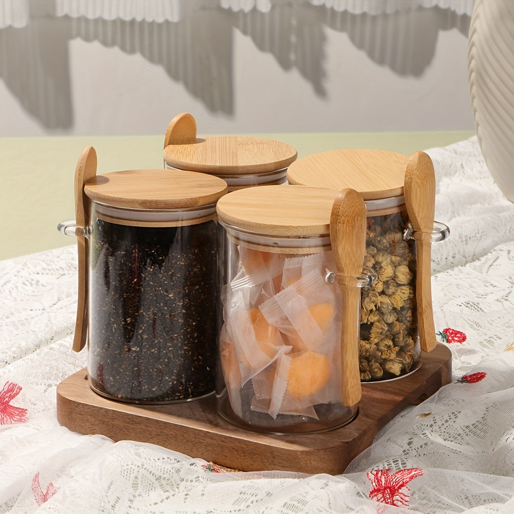 4/6pcs Dessert Bowl, Overnight Oats Containers with Lids, 18oz Overnight Oats Jars with Spoons, Salad Meal Prep Jar with Bamboo Lids for Chia Seed Pudding Salad Cereal Coffee Flour, Sourdough Starter Jar for Bread