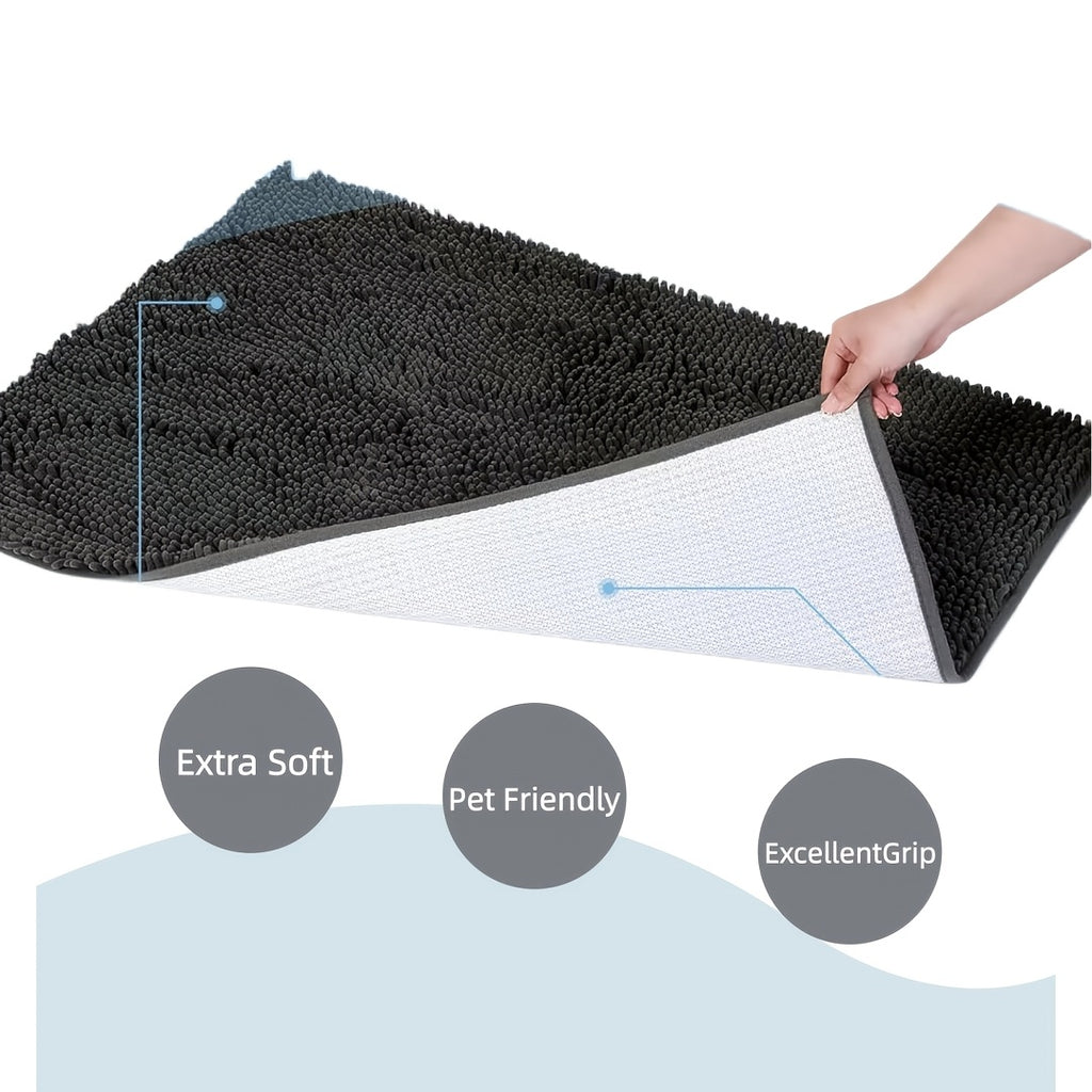 Super Absorbent Microfiber Dog Door Mat for Muddy Paws, Non-Slip Washable Pet Rug, Quick Dry Chenille Entryway Carpet, Indoor Outdoor Carpet, Outside Rug, Outside Rugs, Machine Washable Indoor Outdoor Mat