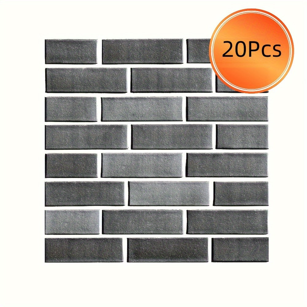 20pcs Self Adhesive Tile Wall Sticker Home Decor 3D PVC Sticker Covers for Kitchen Cupboard Bathroom Wallpaper Waterproof Wallpaper