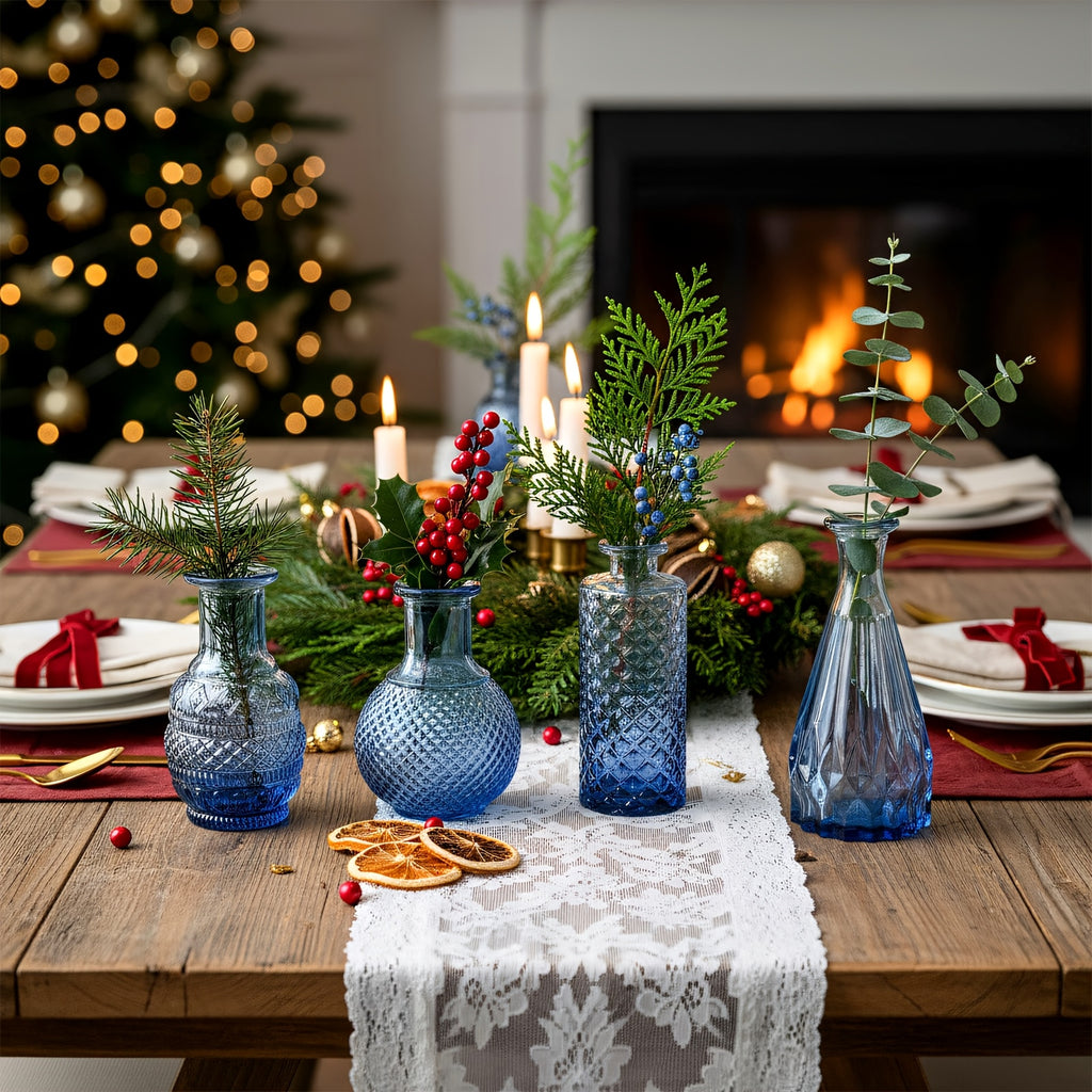 TOMNK 18/36pcs Bud Vases, Blue, Party Centerpieces, Wedding Centerpieces, Mini Gradient Bud Vases, Small Vases, Suitable for Birthday Parties, Anniversaries, Weddings, Home Dining Table Decor, Multiple Sizes, Mother's Day
