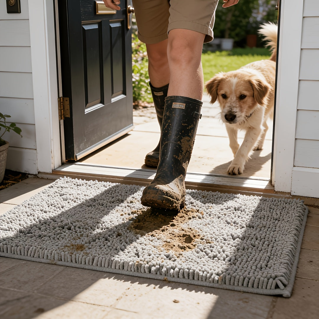 Super Absorbent Microfiber Dog Door Mat for Muddy Paws, Non-Slip Washable Pet Rug, Quick Dry Chenille Entryway Carpet, Indoor Outdoor Carpet, Outside Rug, Outside Rugs, Machine Washable Indoor Outdoor Mat