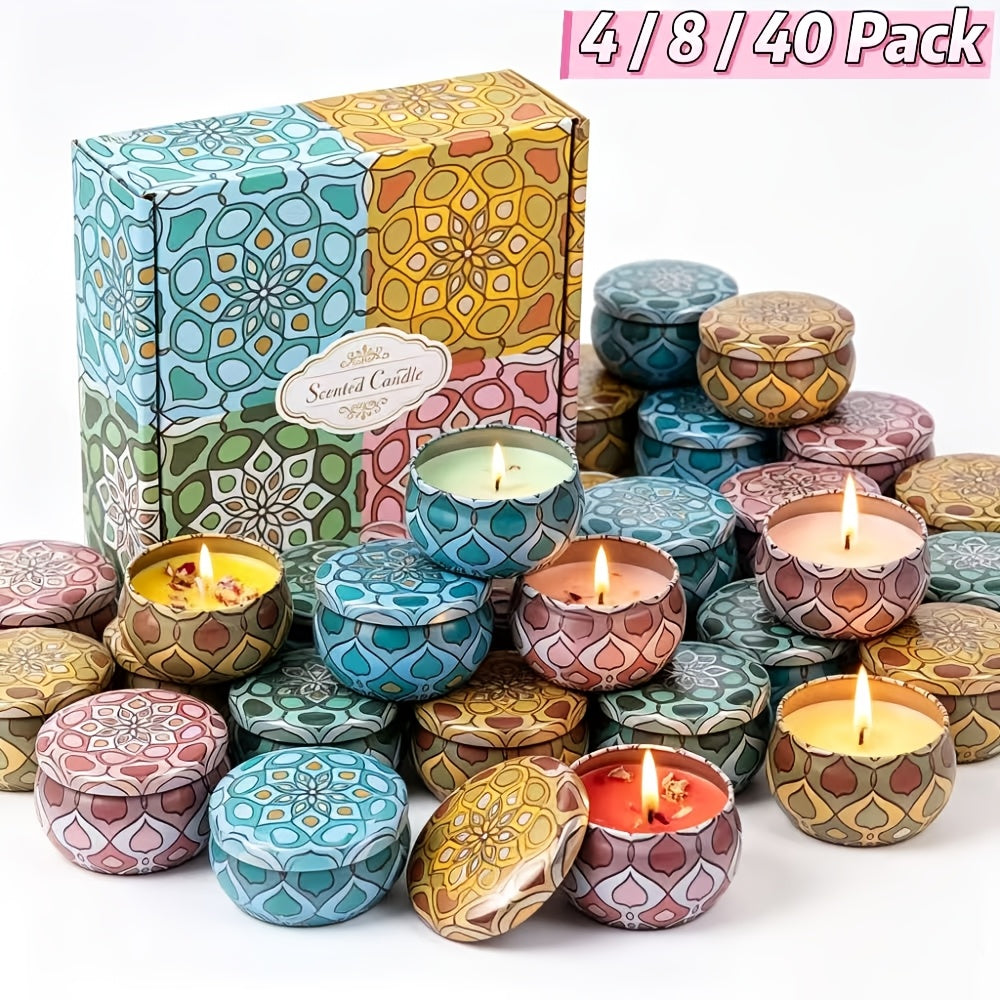 Candles Set Natural Soy Wax 2.5oz 60 Hour Burn Time, Relaxing Home Scented Candles with Cocoa, Jasmine, Vanilla, Lemon Perfect for Festivals, Parties & Birthdays