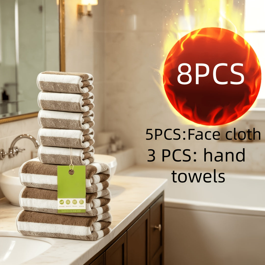 [Ultra-Soft Towel Set] 12/8pcs Towel Set, Ultra-Soft Towel Set with Excellent Absorbency And Quick-Drying Performance, 8pcss Include (1 Large Bath Towel, 2 Medium Bath Towels, 4 Small Bath Towels, 1 Hair-Drying Towel)
