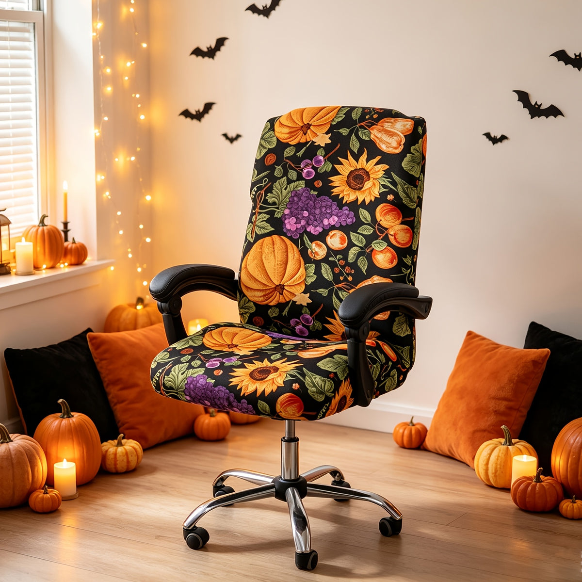1pc Stretch Printed Computer Office Chair Covers, Soft Fit Universal Desk Rotating Chair Slipcovers, Removable Washable Anti-Dust Spandex Chair Protector Cover With Zipper, Valentine'S Day Gift, Valentine'S Day Decorations