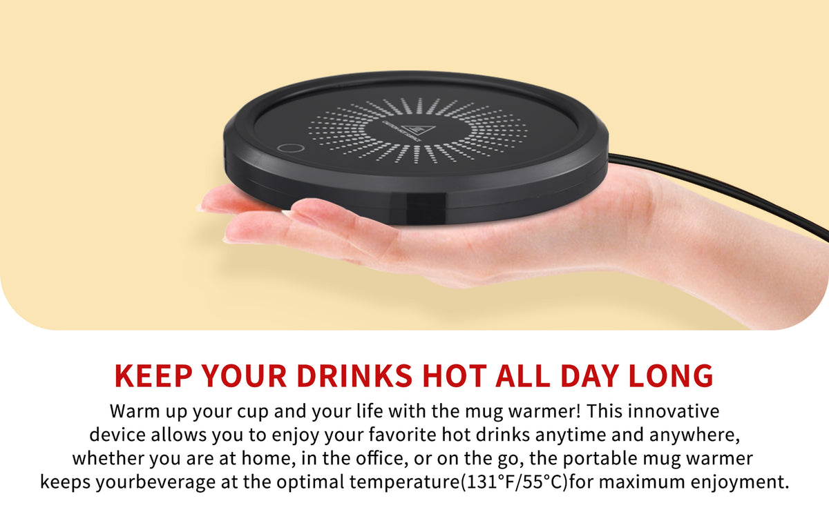 LALAYUAN Electric Mug Warmer, Fast Heating Coffee Cup Warmer with Temperature Control, 110V US Plug, Plug Powered Beverage Heater, with Desk, for Coffee Lovers, Coffee, Milk, Tea, Candle Wax Gift