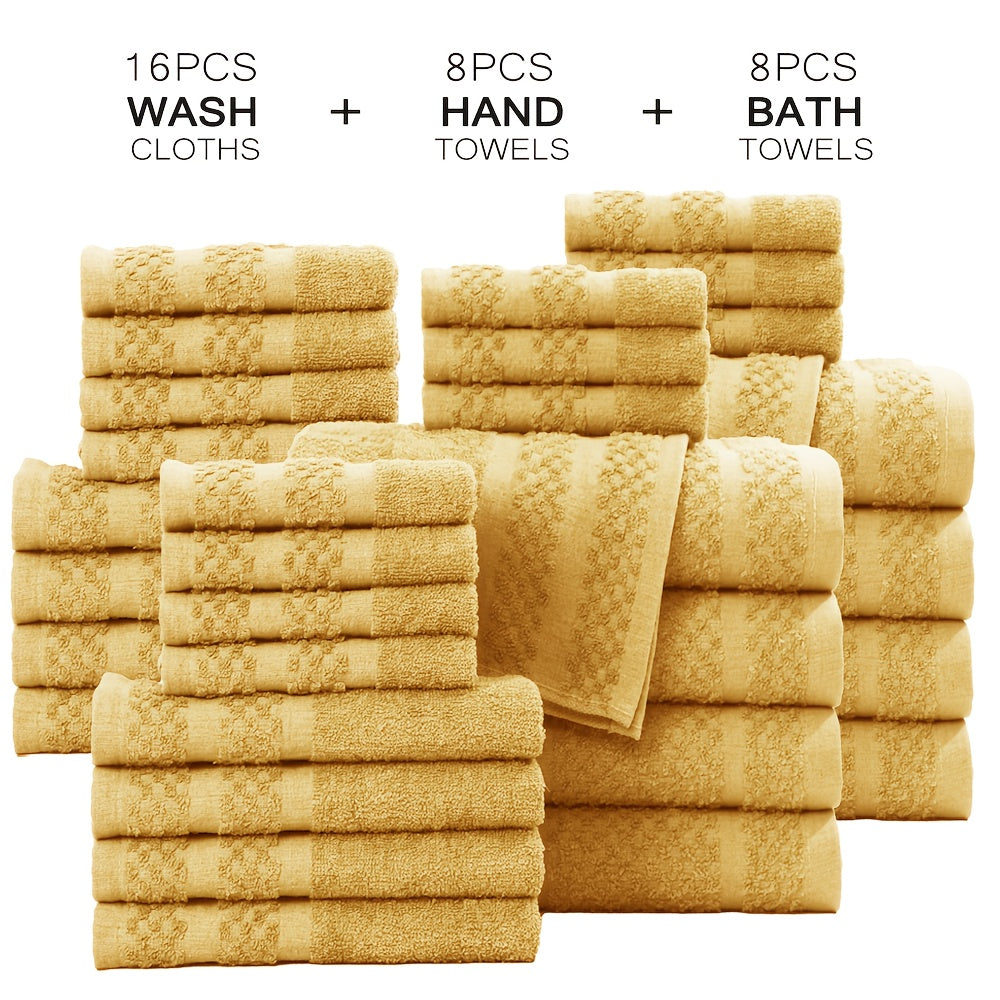 32pcs/16pcs/10pcs Bath Towel Set, 4pcs Bath Towels&2pcs Hand Towels&4pcs Washcloths, Solid Color, Cotton Towel, Absorbent, Quick-drying, Soft And Comfortable, Bathroom Supplies, Towels for Bathroom, Shower And Hotel