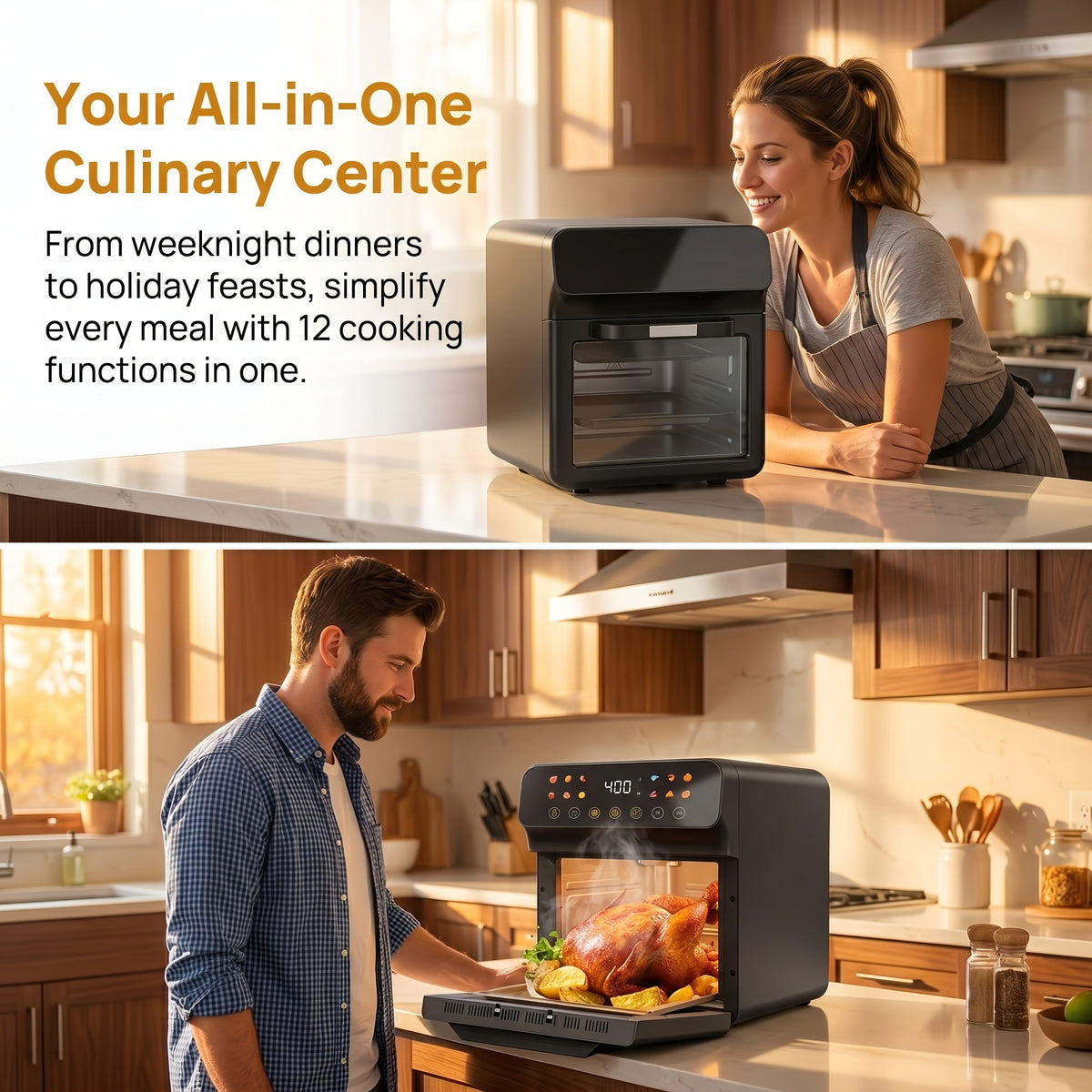 Large Capacity Air Fryer Visual Intelligent Fully Automatic Household Air Fryer Anti-Scald Handle Suitable for Chicken And Fish