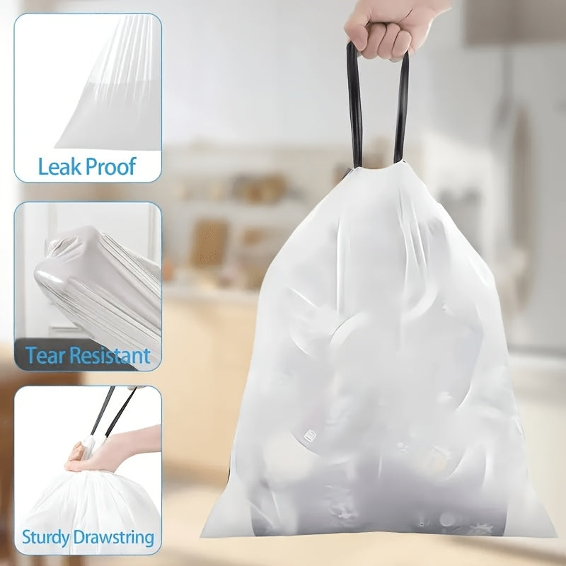 100-Pack Heavy Duty 13 Gal Drawstring Trash Bags - 1mil Leak-Proof Commercial-Grade Garbage Liners for Restaurants, Offices & High-Traffic Areas - Extra Thick Tear-Resistant Design