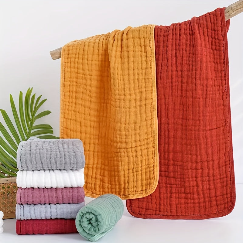 4pcs Set Of Ultra Soft And Breathable Cotton Towels - Lightweight, Quick Drying Textured Towels, Six Layer Gauze, Suitable for Bathing, Facial, Gym And Spa - Multiple Colors - Ideal Choice for Family And Travel