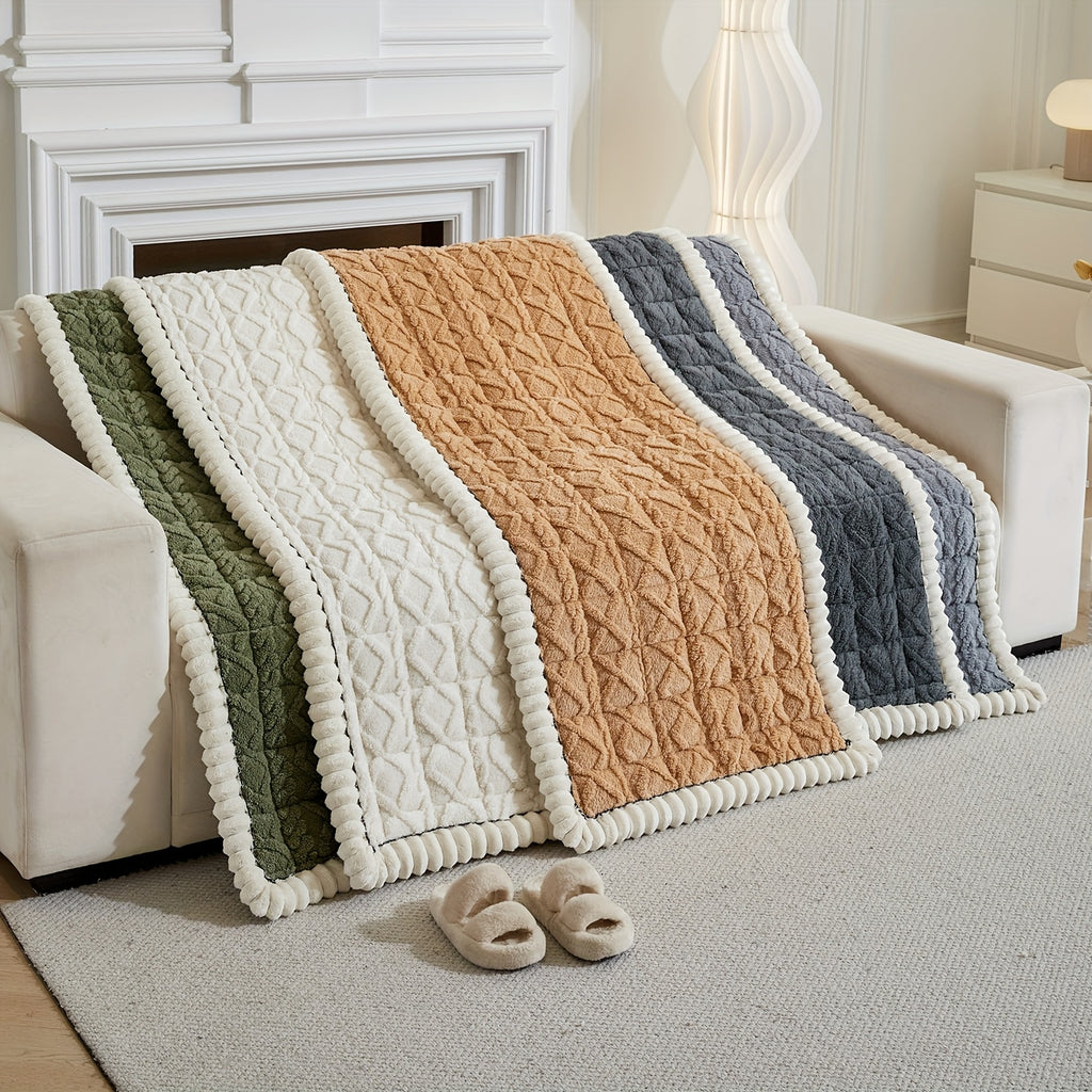 1pc Autumn And Winter Thick Bohemian Style Quilted Sofa Cover with Ruffles, Made Of One-piece Plush Fabric, Machine Washable, Suitable for Anti Slip Protection Of Pets, And Suitable for Decorating Armchairs to 4-seater Segmented Sofas