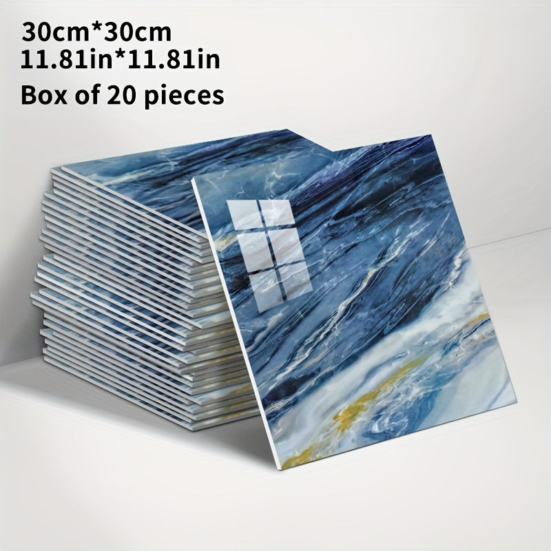 20/50pcs 3D Marble Wall Tiles Wallpaper, Self-Adhesive Foam Wall Panels, Home Decoration Wall Stickers, Peel And Stick, Easy to Clean And Cut, Suitable for Renovation of Bathrooms, Living Rooms, Kitchens, Bedrooms, Not Real Tile (Grey Marble)
