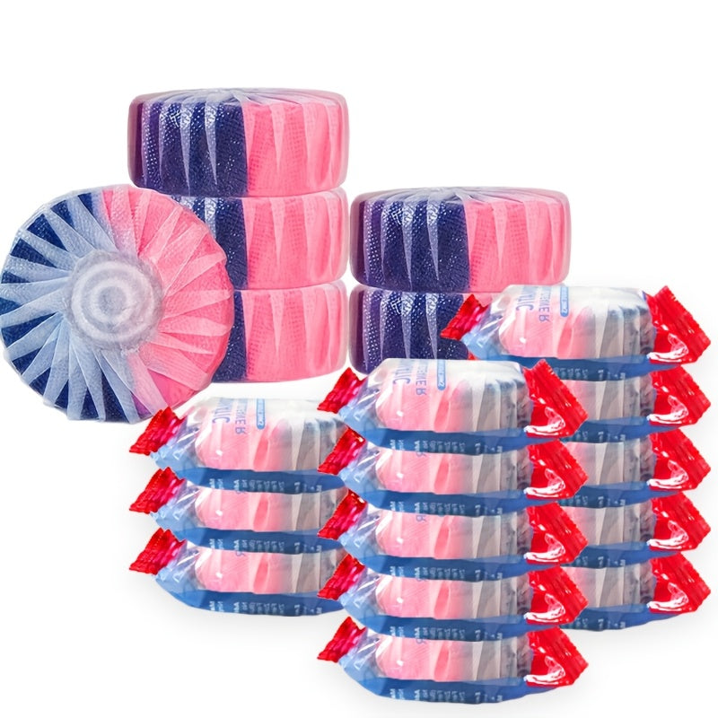 Automatic Toilet Bowl Tablets Suitable for Household Toilets - Cherry Blossom Scent Suitable for Plastic Tank Cleaners, Dual Color Water Soluble Film with Urine Scale Remover, Long Lasting Fragrance Tablets for Deep Stain Elimination