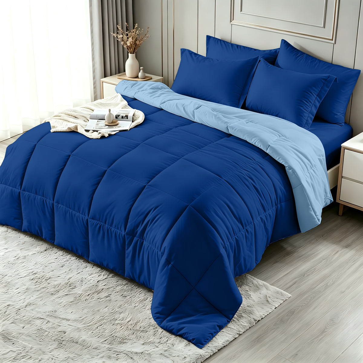 2/3pcs Bed Sheet Sets Queen Size, Double-Sided Tech Fabric, All-Season Comforter-Soft Breathable Quilt for Hot Sleepers & Night Sweats-Bedroom & Camping Use-for Couples & Solo User, 1 Comforter, 1/2 PillowCases, Bedding, Random Color