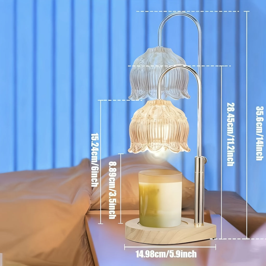 Wax-Melting Lamp, Candle Warmer, Crystal Candle Wax Warmer with 2/4/8-Hour Timer, Adjustable Temperature, Electric Candle Warmer Suitable for Scented Jar Candles, Elegant Homevalley Lily Shape, Father'S Day Gifts, Bulb Not Included