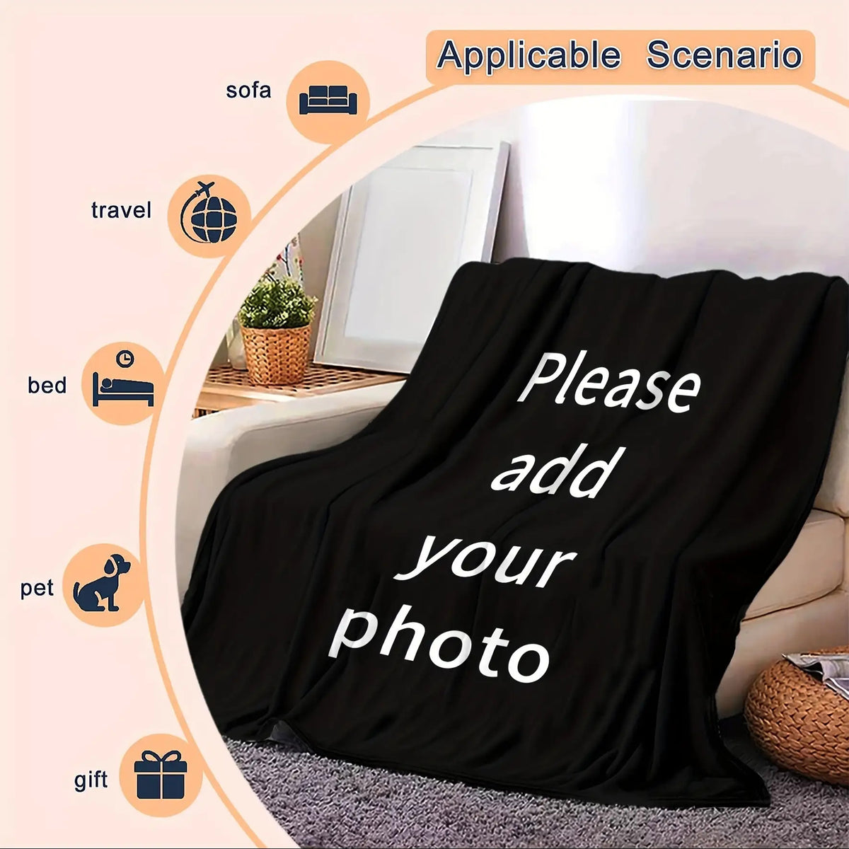 1pc of 280gsm 2DCustomized Photo Flannel Blanket- Soft, Warm, and Cozy| Perfect for Home, Travel and Office| Perfect Birthday and Anniversary Gifts| Modern Style with Printed Design| All-season Comfortable, Personalized Blanket