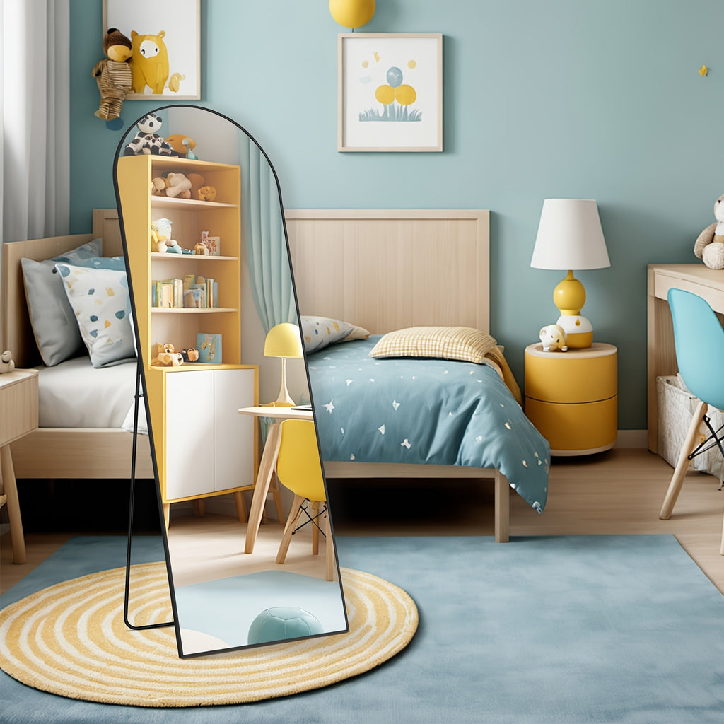 Idle Way 59x16 Arched Full-length Mirror, Vertical Or Tilted Full-length Mirror, Thin Frame, Suitable for Mother And Baby Room, Golden Or Black