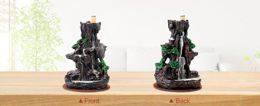 Incense Holder, Backflow Incense Holder 2 Sides Waterfall Incense Burnier with 120 Backflow Incense Cones, 30 Incense Sticks, Aromatcherapy Ornamen for Home
