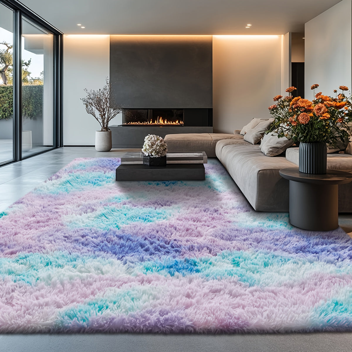 Rugs for Living Room, Super Soft Fluffy Shaggy Area Rugs for Bedroom, Cozy Floor Mats, Plush Indoor Carpet for Kitchen, Faux Rug for Room, Home Decor, Housewarming Gift, Door Mat