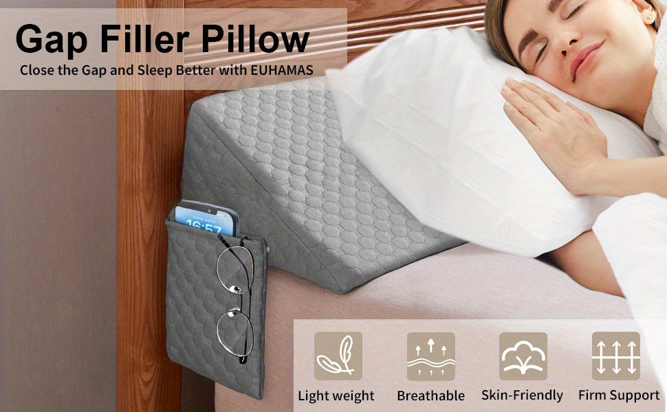 Bed Wedge Pillow - Bed Gap Filler Mattress Wedge Headboard Pillow Close The Gap Between Your Headboard or Wall for Sleeping Backrest Pillow