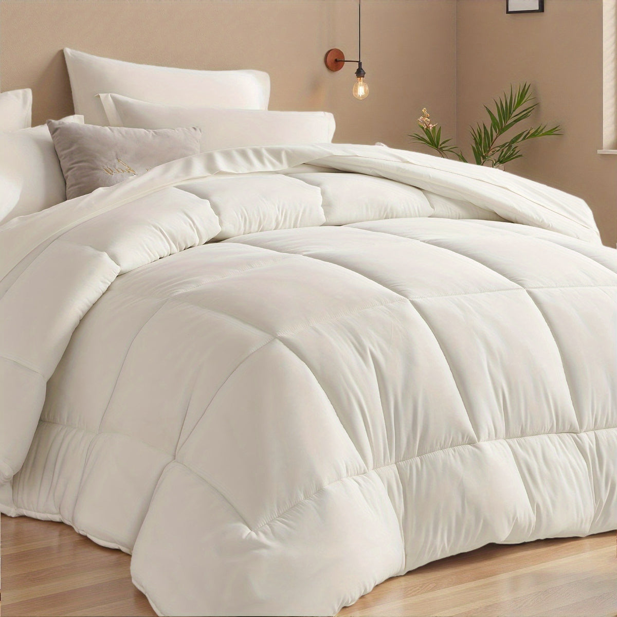 5/7pcs Luxurious Checked Pattern Comforter Set-Multiple Colors Plus Random Color Available, Breathable Comforter-Ultra Soft Fluffy Fiber Filling, Warmth For All Seasons-Bed In A Bag With Comforter, Flat Sheet, Fitted Sheet, Pillowcases
