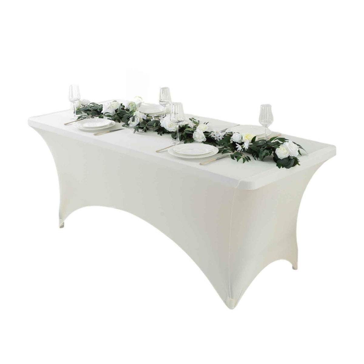 1pcs 4ft/6ft/8ft Spandex Tablecloth, Fitted tablecloth, Wrinkle Resistant Stretchable Rectangle Table Cover For Event, Wedding & Parties