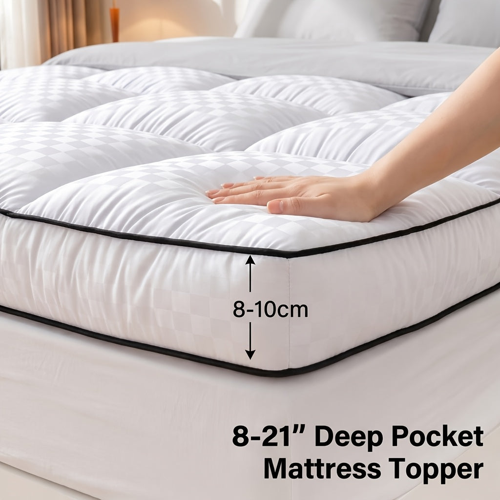 Mattress Topper, Mattress Pad Pillow Top Mattress Cover Quilted Fitted Mattress Protector Top Stretches Up 8-21" Deep Pocket 1000GSM