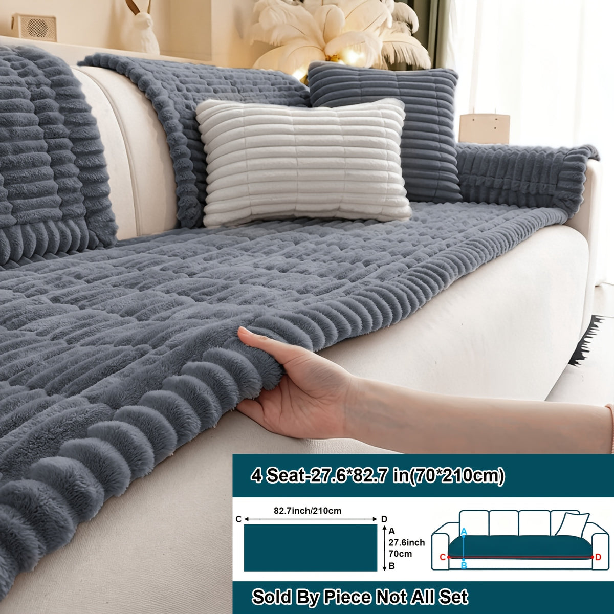 1pc Soft Quilted Thick Sofa Cushion, Bohemian Style Removable Machine Washable Sofa Protector, All Season Pet Friendly 1/2/3/4 Seater Split Sofa Cover, Suitable for Living Room Bedroom, Living Room Office Furniture Protective Covers