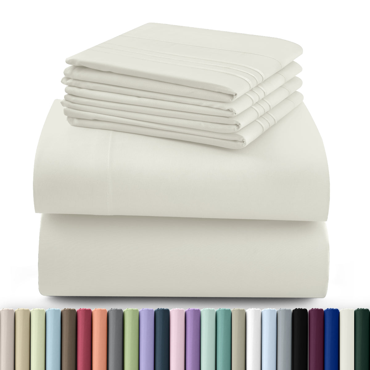 Hannah Bedding Sheet Set - 6 PC Brushed 100% polyester Bed Sheets 16 Inches Deep Pockets - Embroidered & Plain Pillowcases - Hotel Luxury Sheets Bed Set - Soft Bedding Sheets