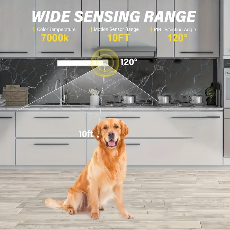 4/2/1pc LED Motion Sensor Under Cabinet Lights, 3 Color Temperatures Wireless USB Rechargeable Night Light, Indoor Closet Lights, Stick-On Anywhere Magnetic Under-Counter Light Fixtures For Kitchen Cabinet Wardrobe Cupboard Stairs.