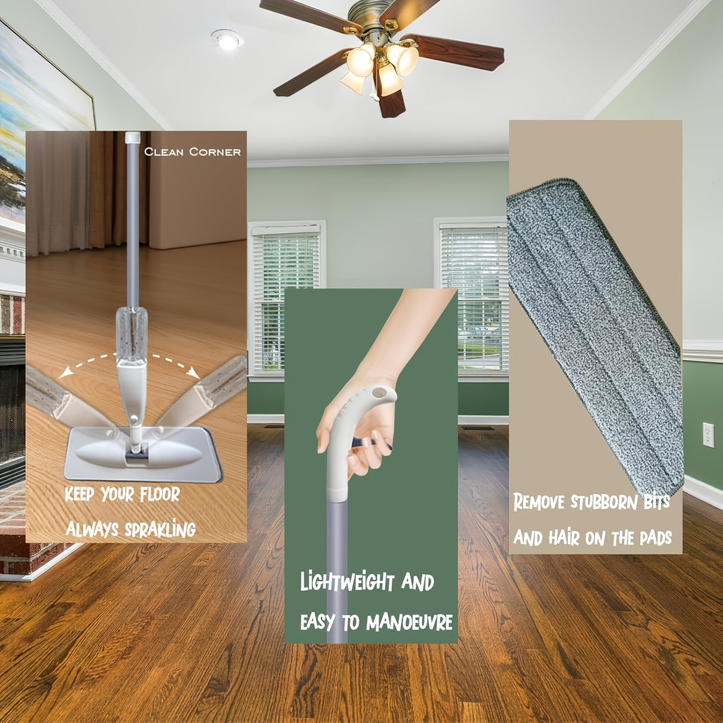 This Multifunctional Microfiber Spray Mop Comes with Replaceable Mop Pads, Making It Ideal for Both Wet And Dry Cleaning on Hardwood, Laminate, Tile, And Ceramic Surfaces. It'S Perfect for Use in Kitchens, Bathrooms, And Living Rooms
