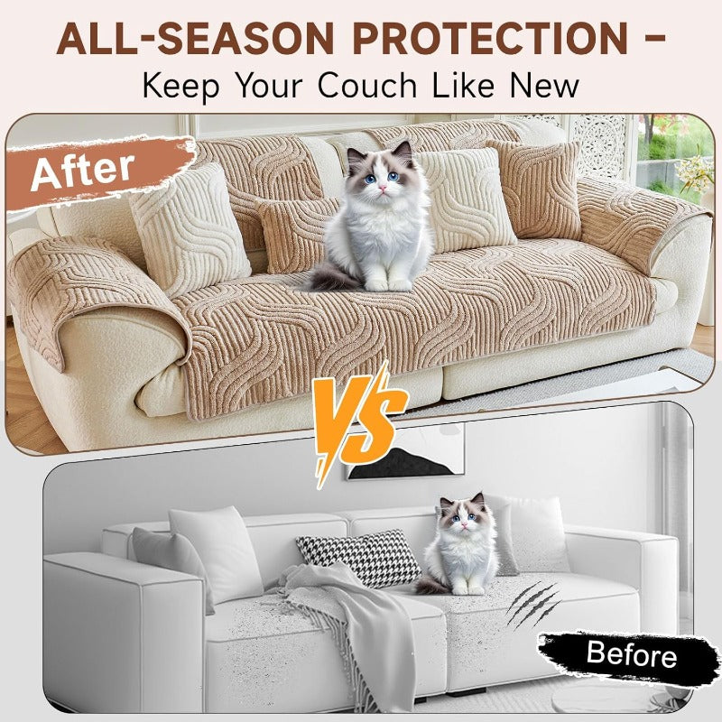 Modern Luxury Faux Non-Slip Sofa Pad, Bohemian Plush Slipcover, Non-slip, All Season, Easy Care, Machine Washable, Pet Friendly, Soft And Comfortable - Perfect for Living Rooms, Bedrooms, Office Home Decor