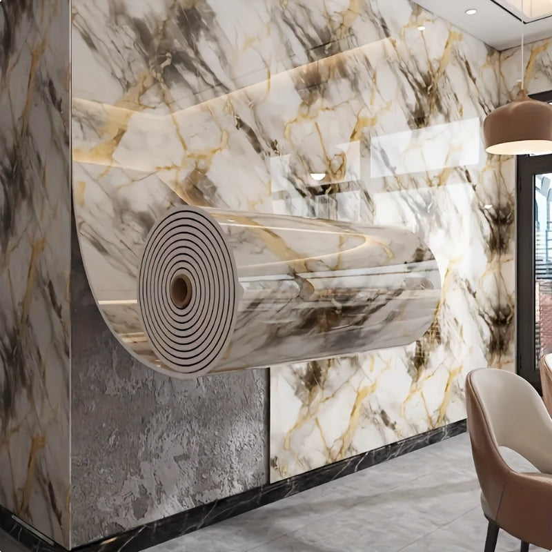 A Roll of Wall Stickers That Are Self-Adhesive And Feature a 3D Marble Design. These Peel-And-Stick Tile Decals Are Perfect for Concealing Unsightly Peeling Walls in Areas Like The Living Room, Kitchen Backsplash, Or Bathroom. They Are Made of Remov