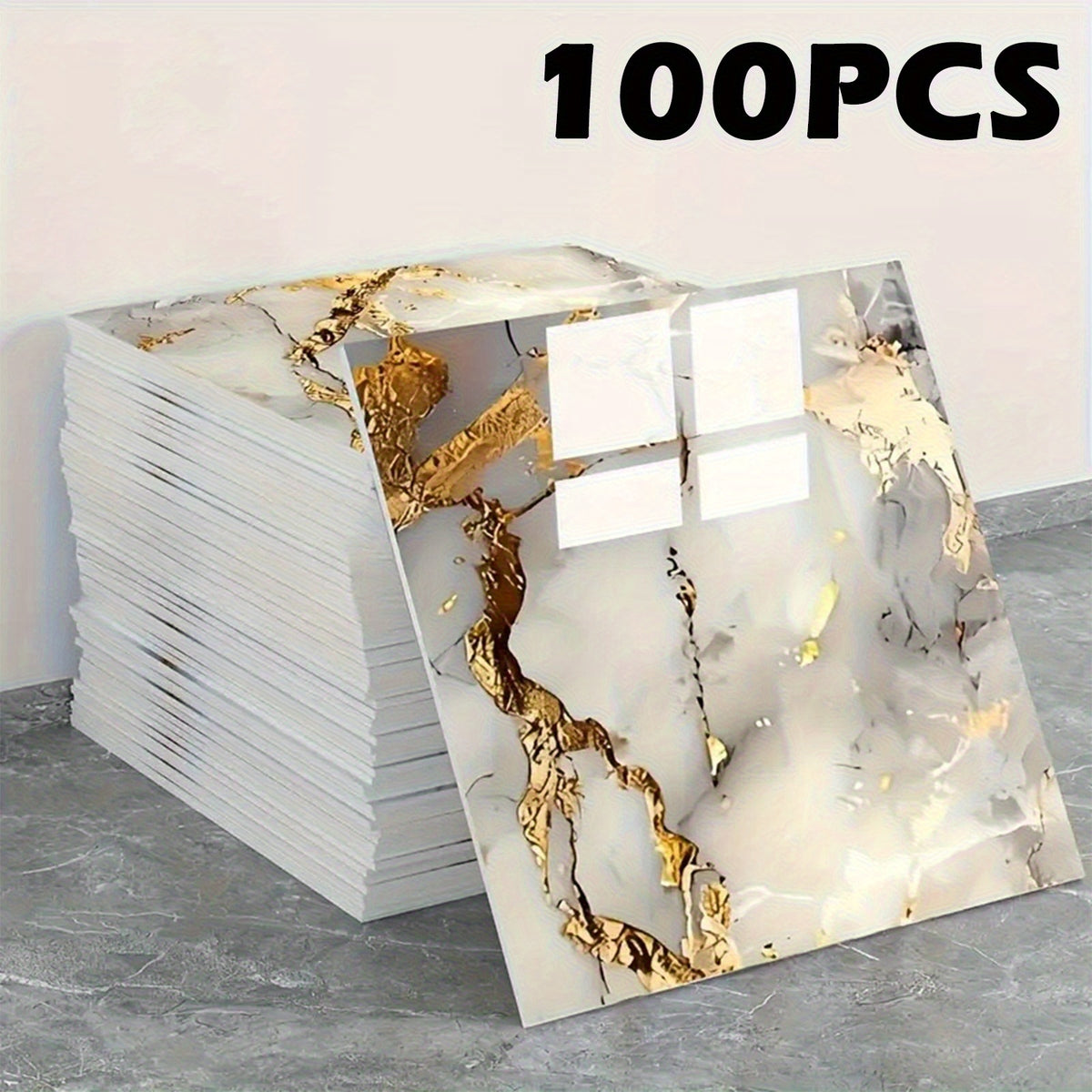 50/100pcs Stick Shower Tiles, Waterproof PVC Wall Panels, Marble Wall Tiles Self Adhesive Vinyl Backdrop for Bathroom, Kitchen, Living Room, Easy Peel & Stick, Ideal for TV Backdrop, Bathroom Wallpaper, Modern Wall Decor, Easy Installation