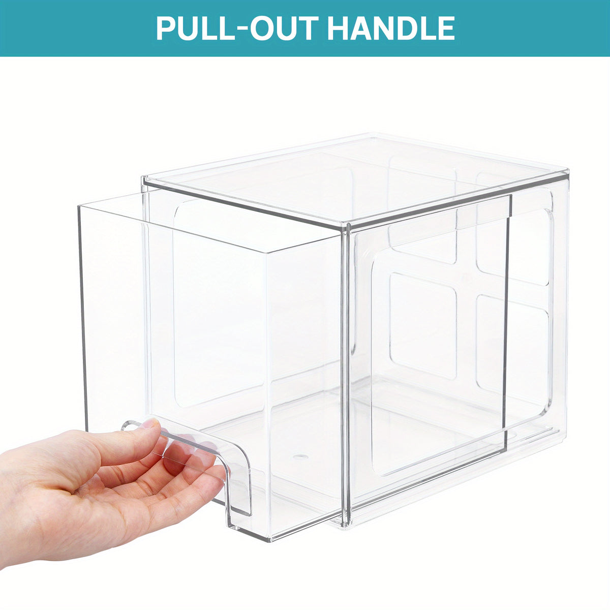 4 Pack Stackable Storage Drawers, 7.5"D X 6"W X 6.6"H Acrylic Bathroom Makeup Organizers, Clear Plastic Storage Bins for Vanity, Perfume Organizer