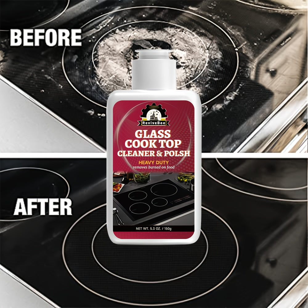 Cooktop Cleaning Paste Removes Grease, Oil Stains & Burnt-On Food From Stove Tops & Burners, Easy Scrub Kitchen Cleaner