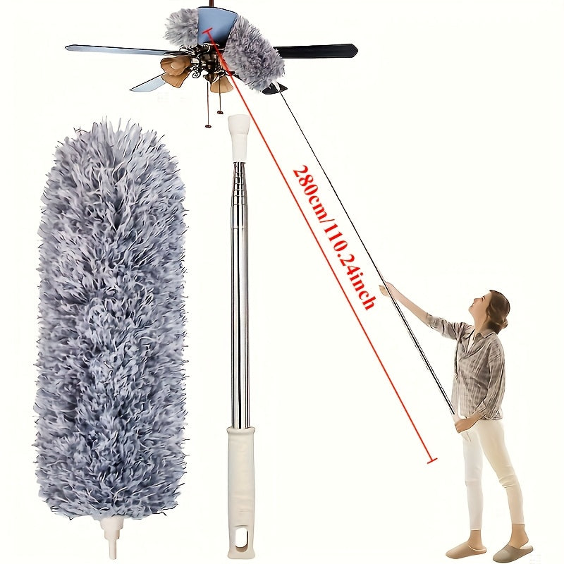 Adjustable & Bendable Microfiber Duster Mop - Washable, Reusable Cleaning Tool For High Ceilings, Furniture, And Cars, 3 Red Thumbs-Up Symbols Of Approval
