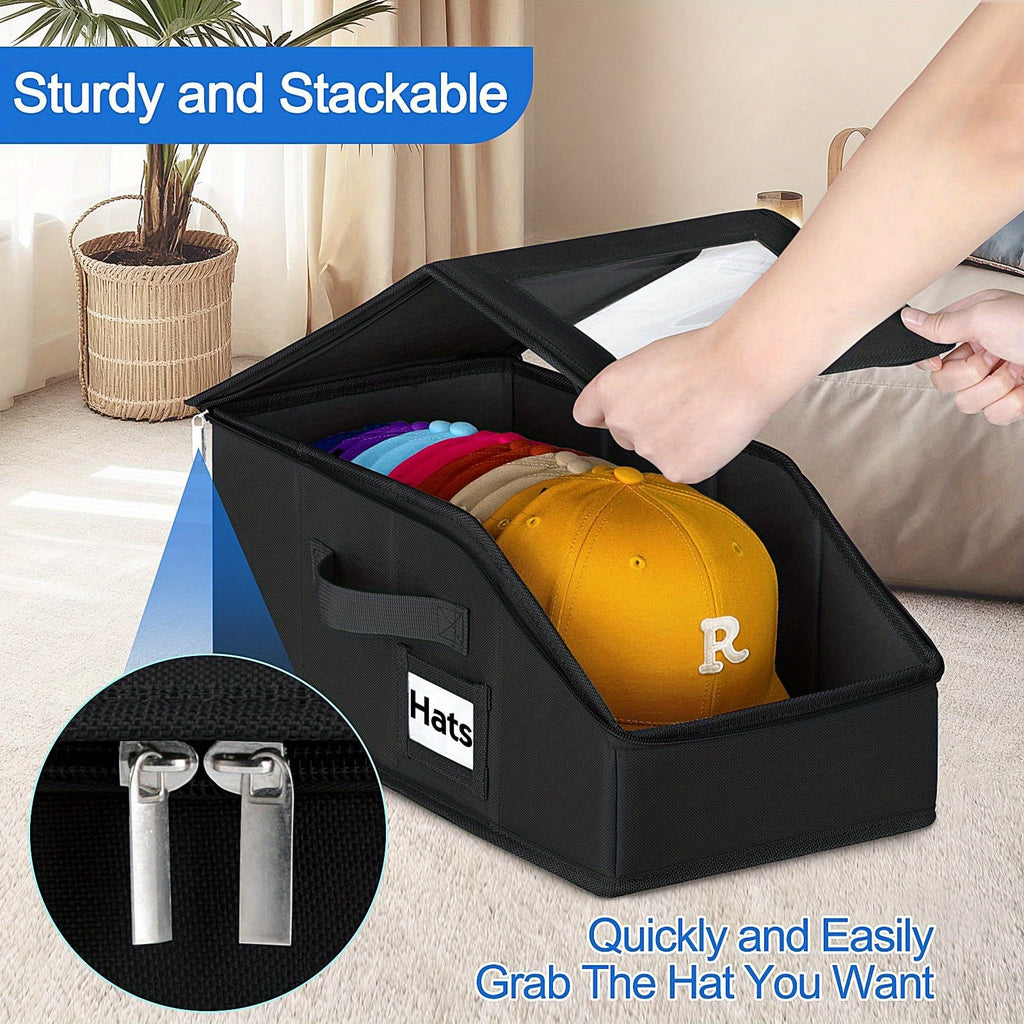 Stackable Hat Storage For Baseball Caps, 1pc/ 2pcs Hat Storage Boxes For Closet, Holds Up To 30 Caps With Cardboard, Hat Organizer For Women & Men