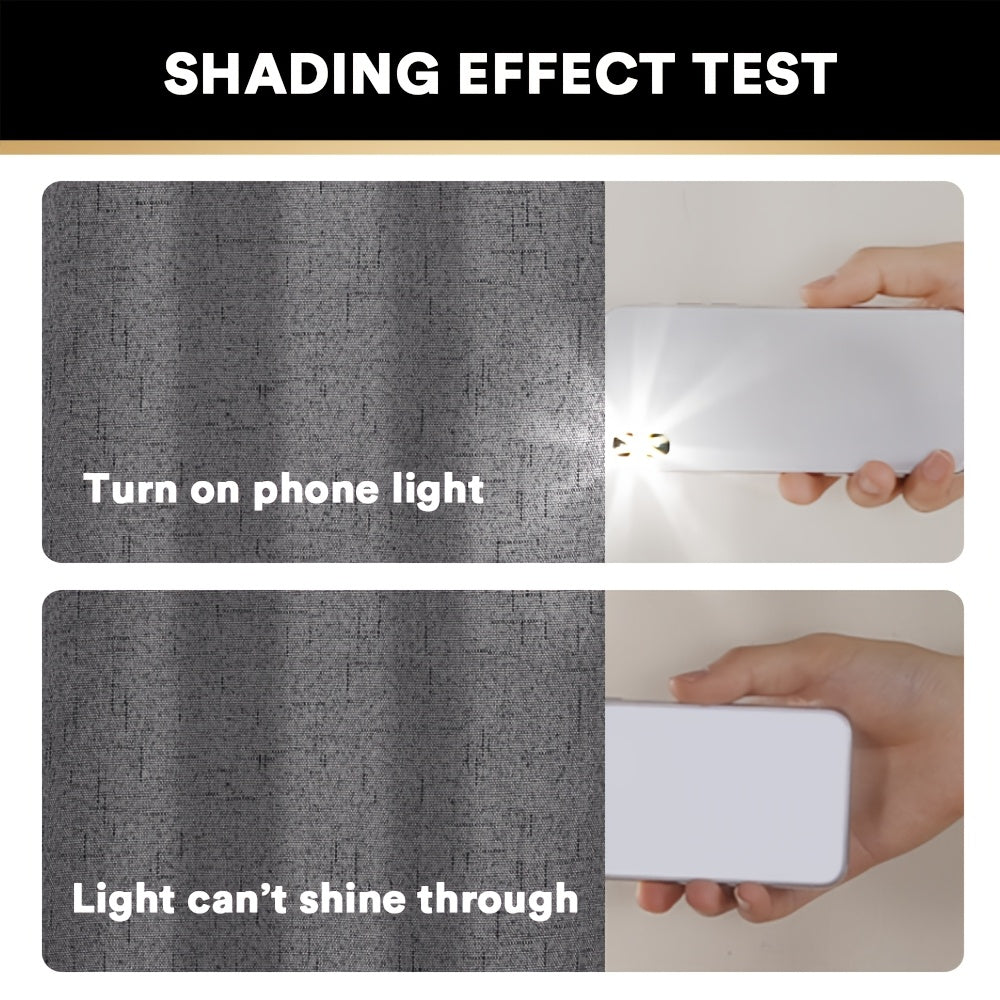 2 Panels 100% Blackout Linen Textured Curtains Thermal Insulated Curtains for Winter Noise Reducing Window Drapes with Grommet for Hall Room Bedroom Living Room PRINCEDECO