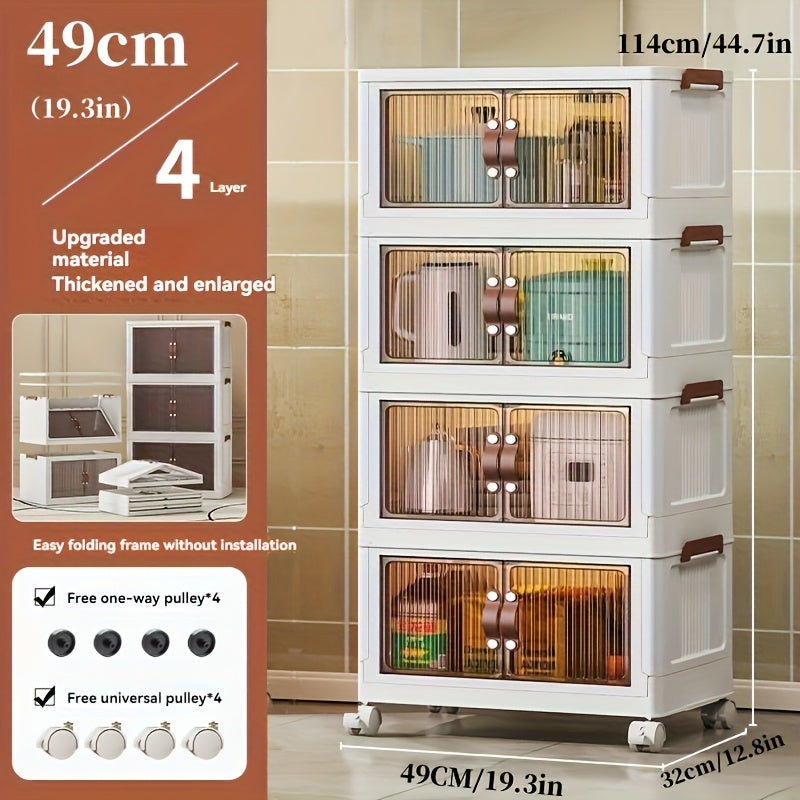 (19.29inch/29.53inch) White Foldable Storage Cabinet with Lid And Stackable Wheels - Clothes And Bedding. Space-Saving Wardrobe for Snacks And - Durable Organizer, Perfect for Bedrooms And Game Rooms, 2/3/4/5 Packs, Etc